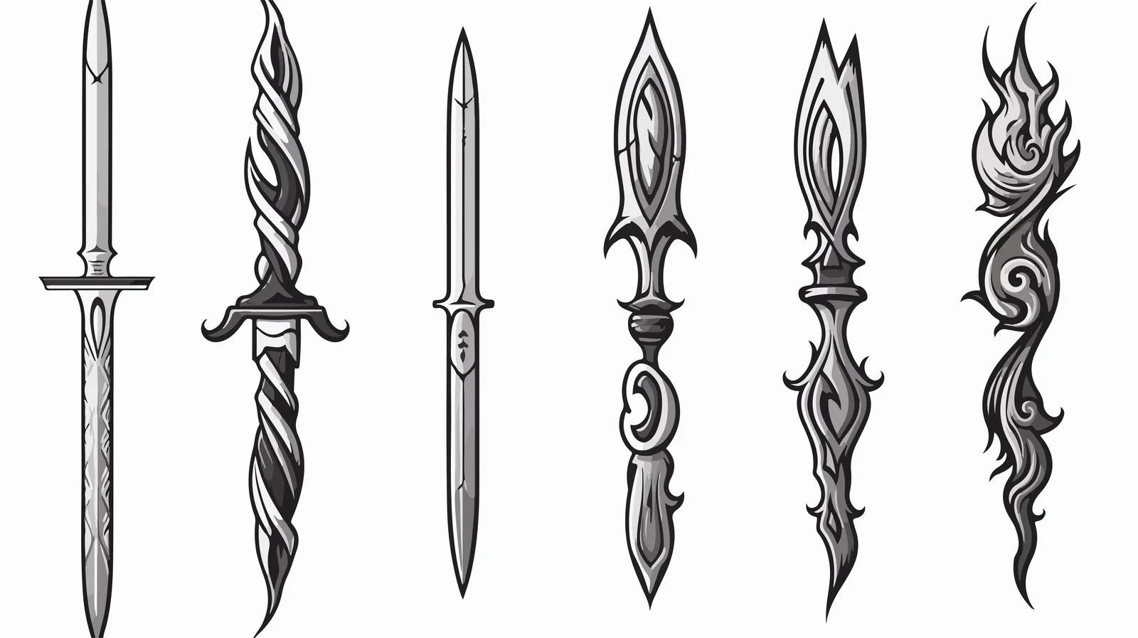 Cartoon Doodle Tattoo Dagger Symbol Vector — free download from Dotvec