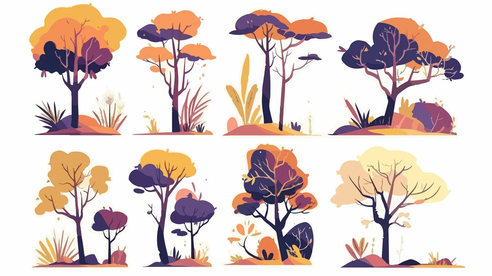 Charming Hand-Drawn Cartoon Trees — free download from Dotvec