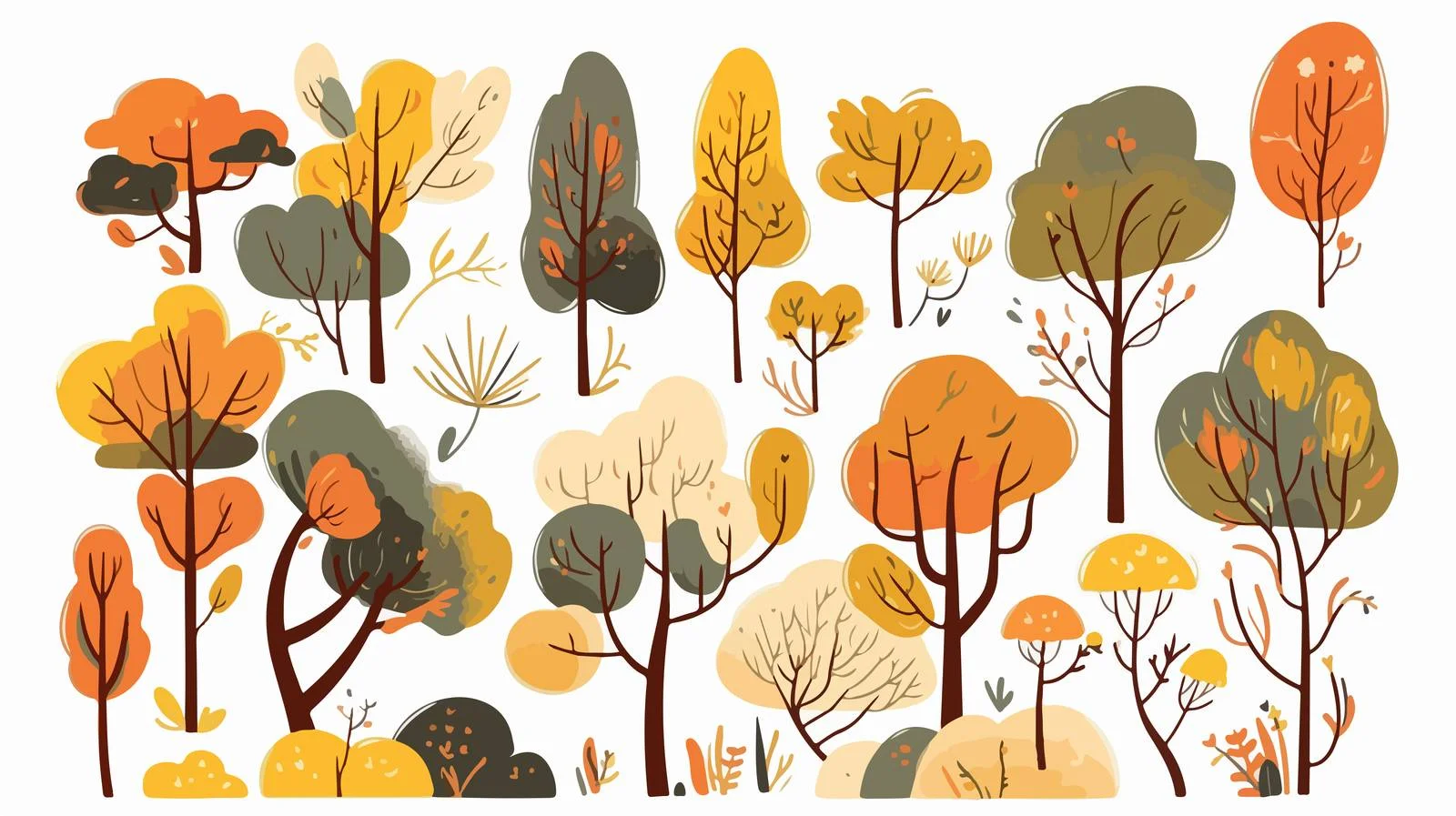 Charming Hand-Drawn Cartoon Tree Collection — free download from Dotvec