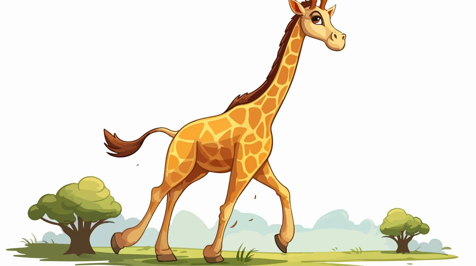 Cheerful Giraffe Walking Cartoon Illustration — free download from Dotvec