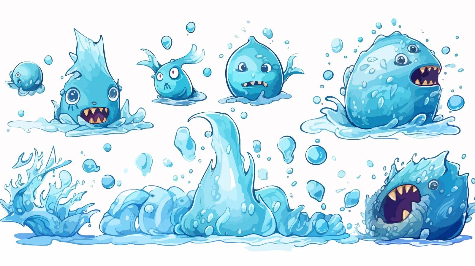 Water and Ice Cartoon Illustration — free download from Dotvec