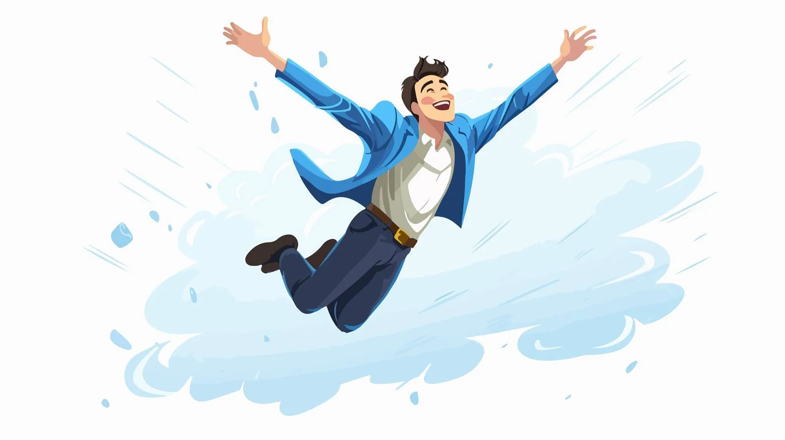 Cartoon Drenched Man Flying Vector Illustration — free download from Dotvec