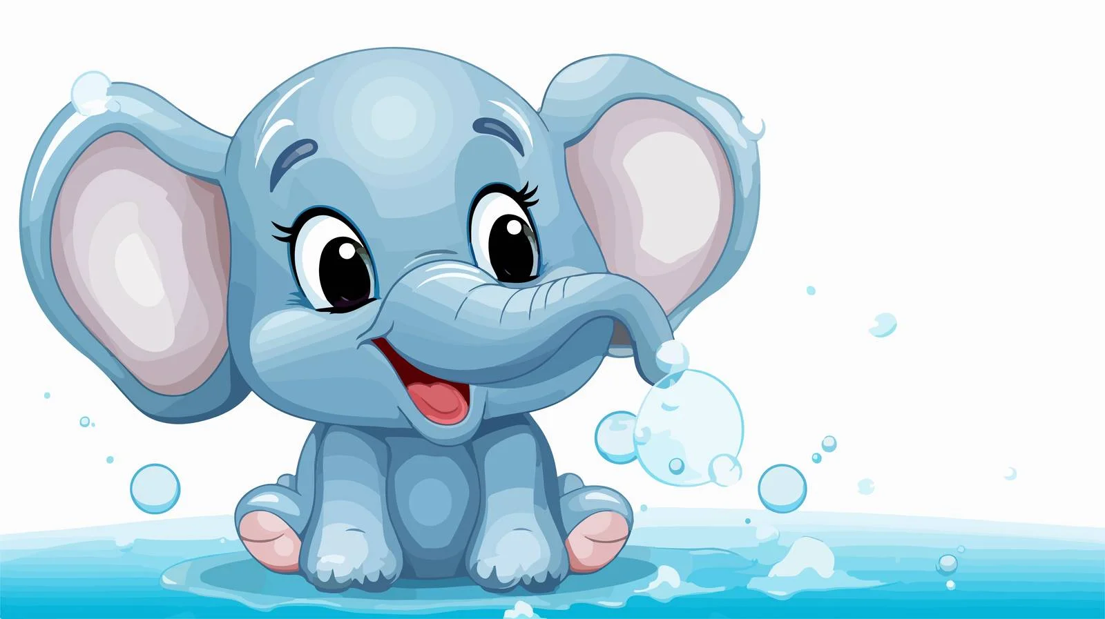 Playful Elephant Spraying Water Cartoon — free download from Dotvec