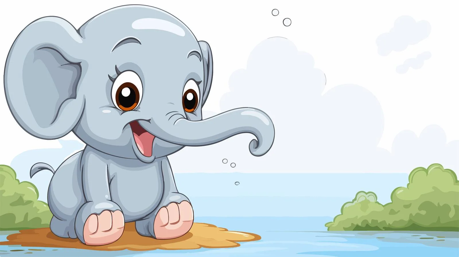 Playful Cartoon Elephant Spraying Water — free download from Dotvec