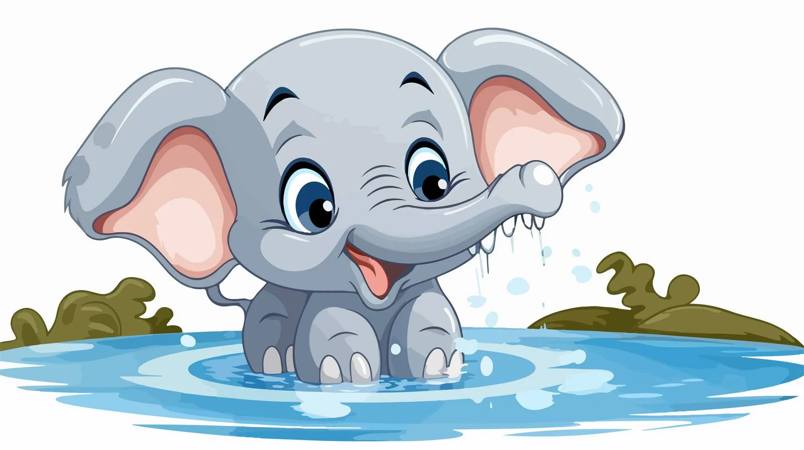 Playful Cartoon Elephant with Water Speech — free download from Dotvec