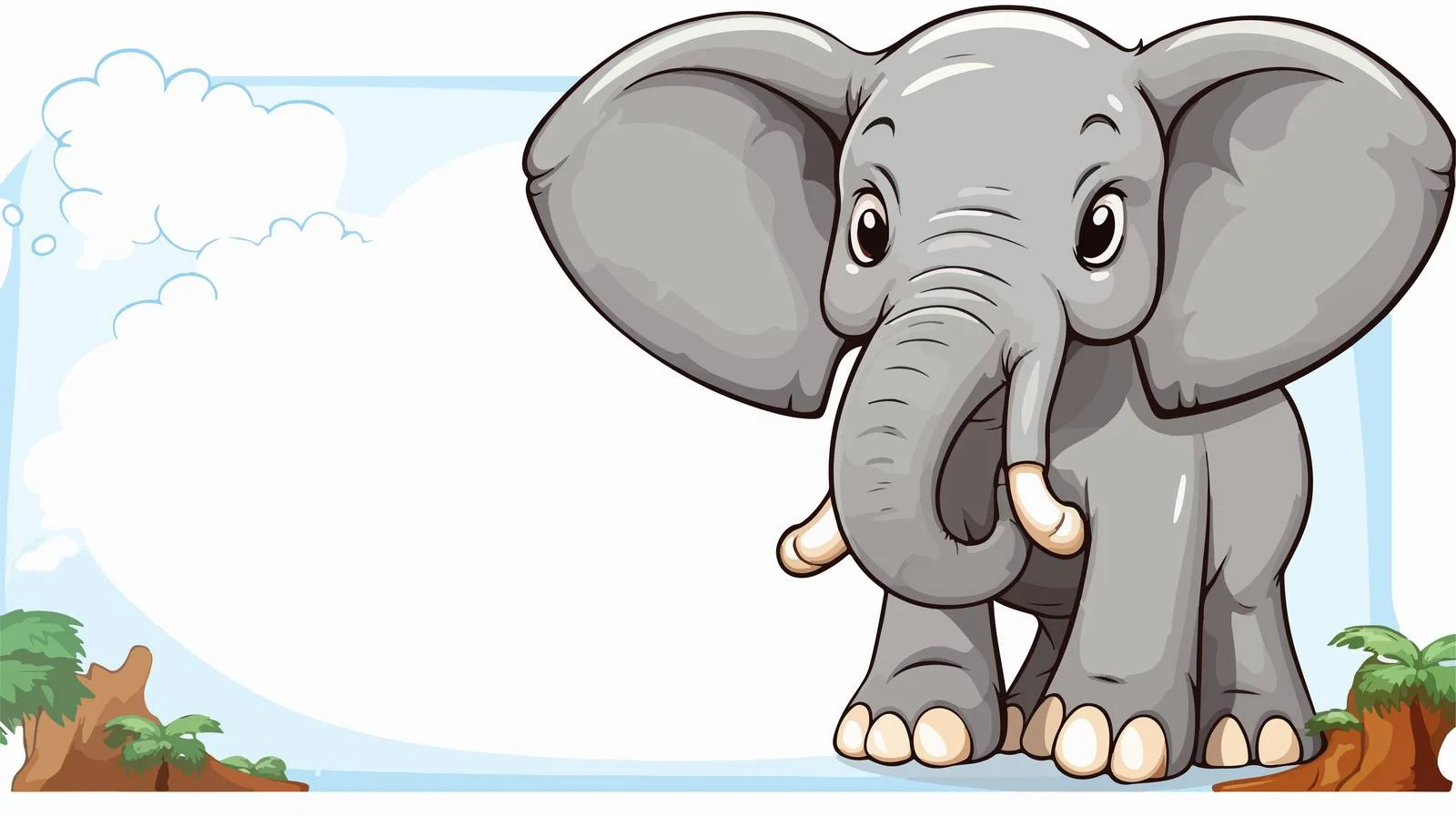 Expressive Cartoon Elephant with Speech Bubble — free download from Dotvec