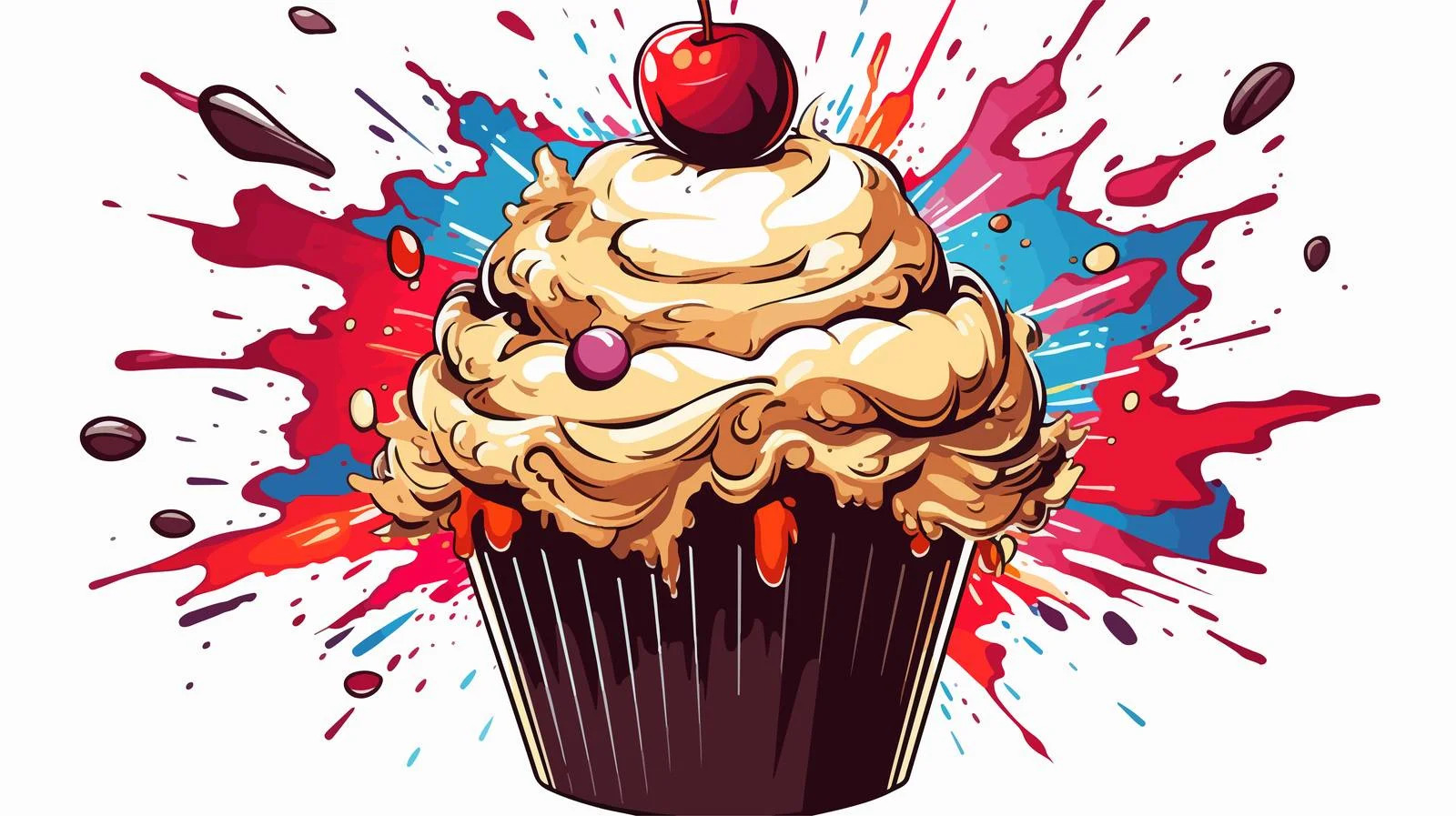 Exploding Cupcake Illustration — free download from Dotvec