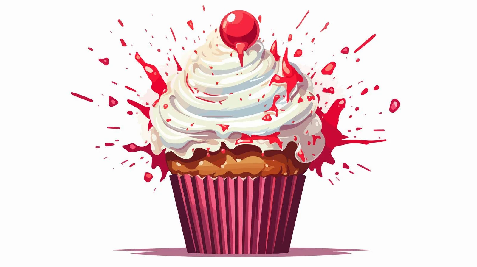 Whimsical Exploding Cupcake Illustration — free download from Dotvec