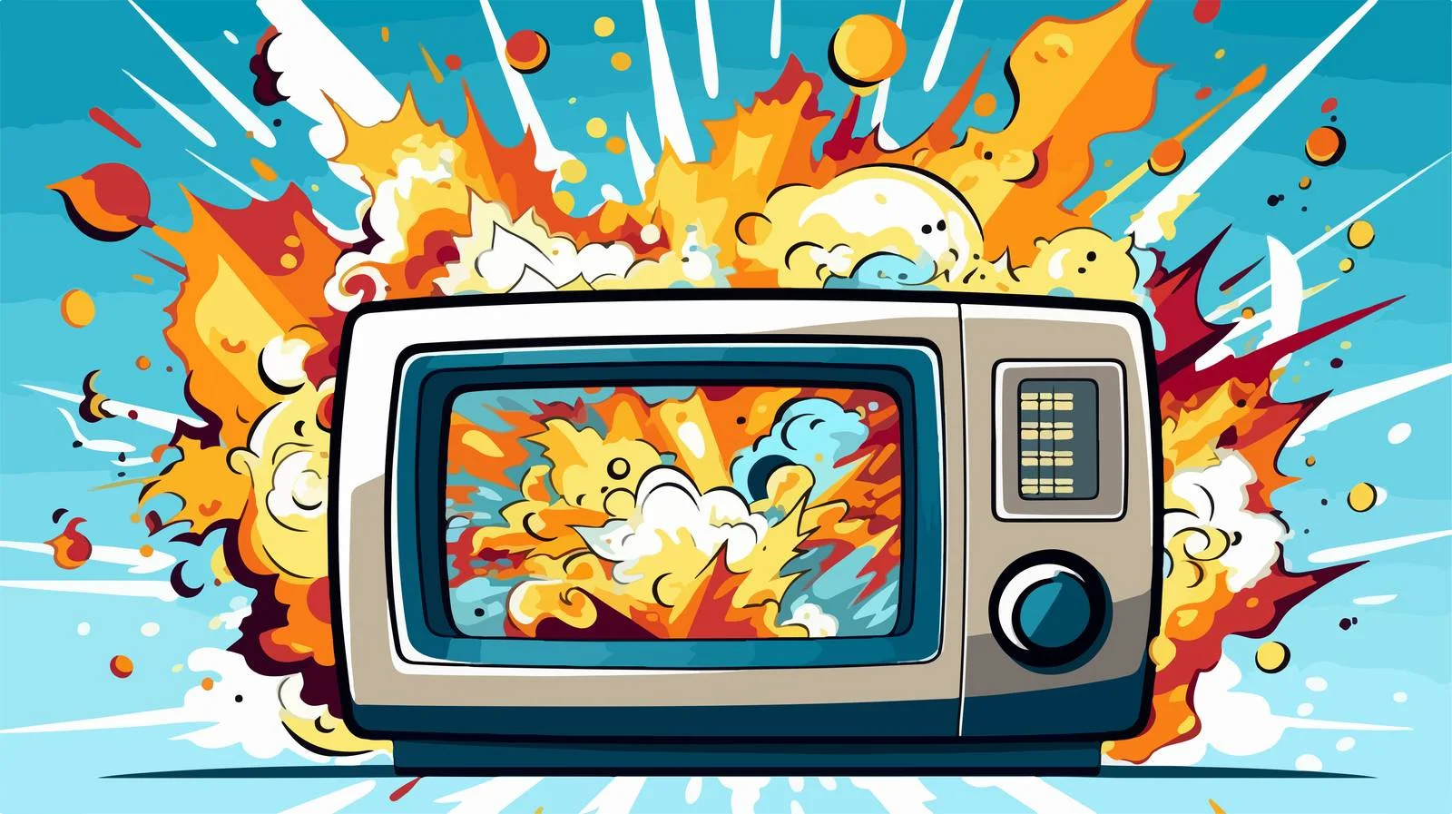 Exploding Microwave Cartoon Vector Illustration — free download from Dotvec