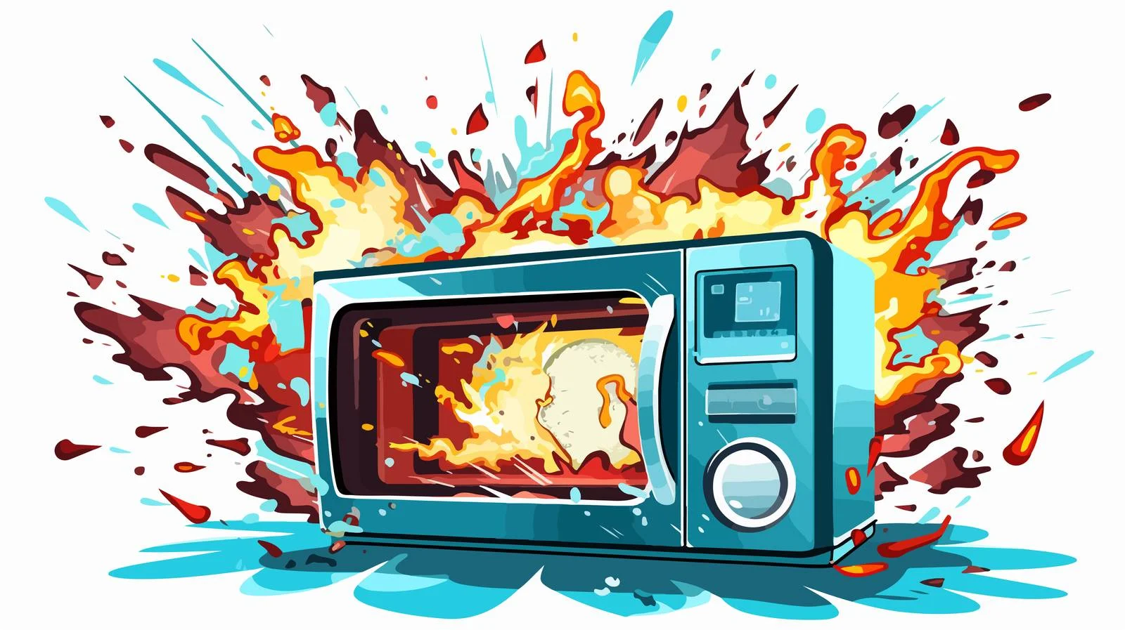 Exploding Microwave Cartoon Vector Illustration — free download from Dotvec