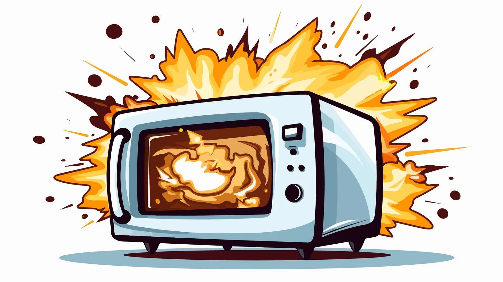 Exploding Microwave Cartoon Vector Illustration — free download from Dotvec