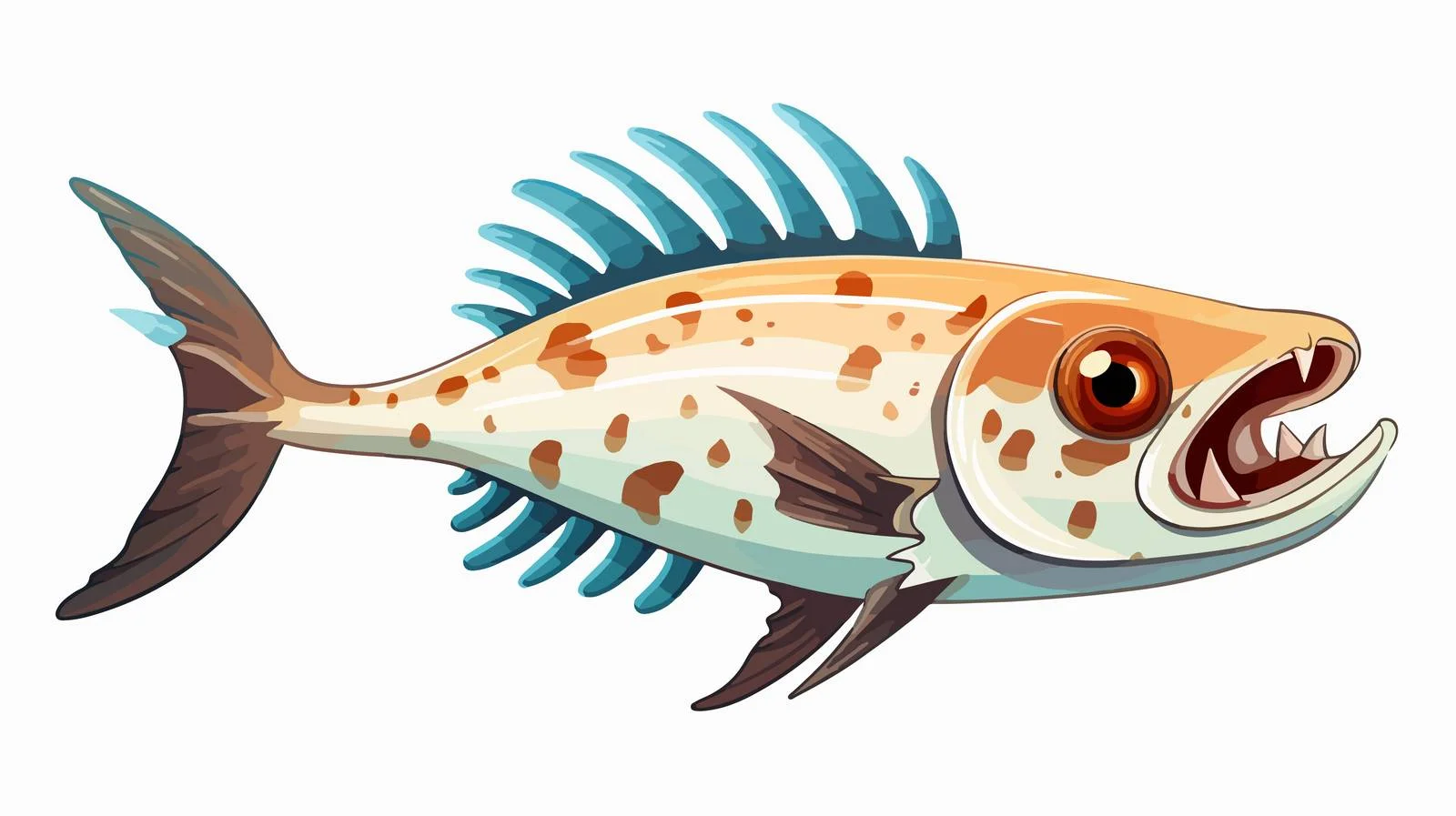 Cartoon Fish Bones Illustration — free download from Dotvec