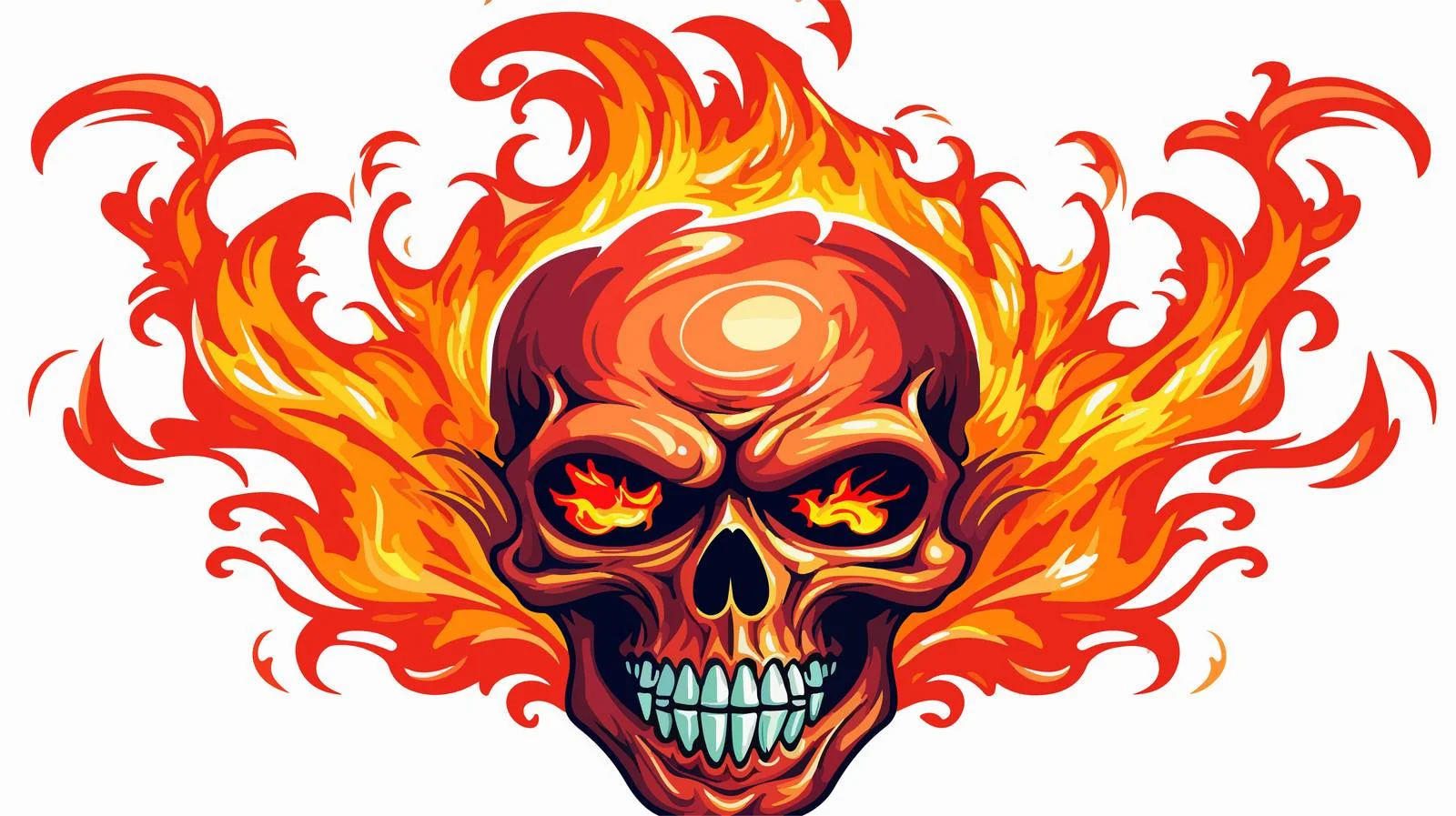 Fiery Pirate Skull Cartoon Illustration — free download from Dotvec