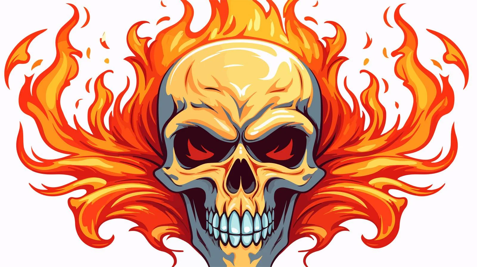 Flaming Pirate Skull Cartoon Illustration — free download from Dotvec
