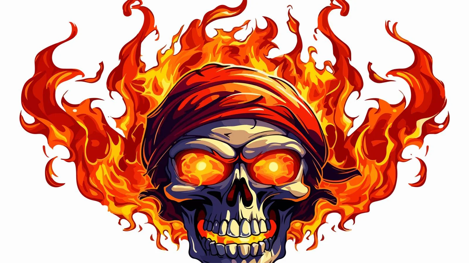 Flaming Pirate Skull Illustration — free download from Dotvec