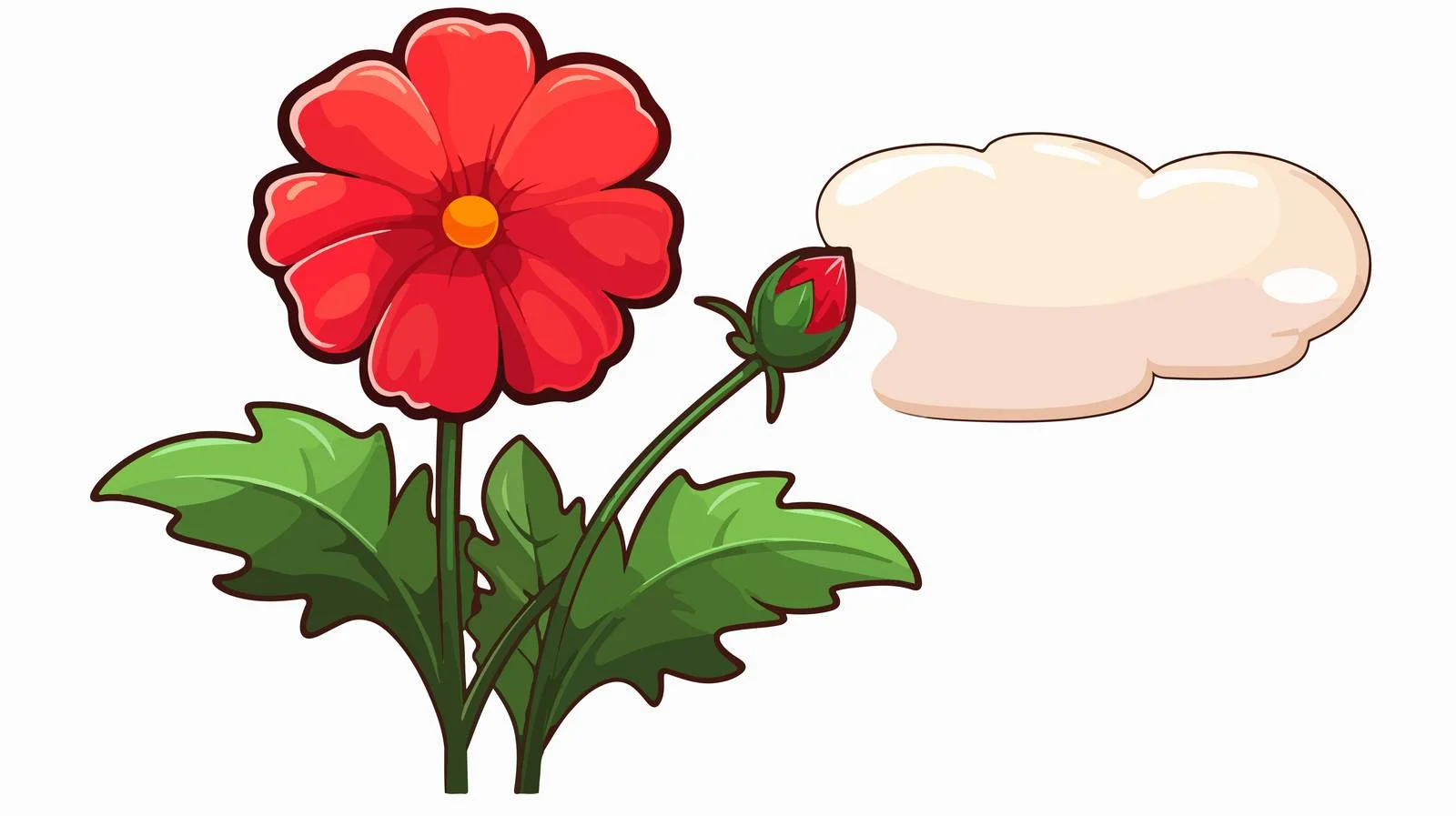 Whimsical Flower with Speech Bubble — free download from Dotvec