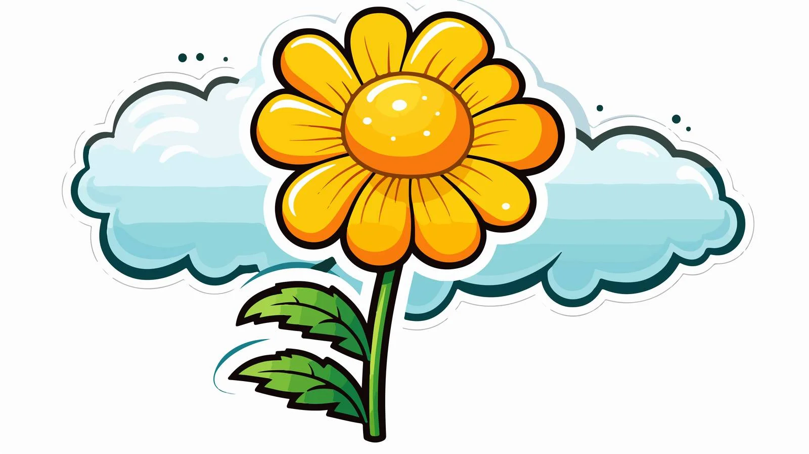 Cartoon Flower Printed Sticker with Thought Bubble — free download from Dotvec