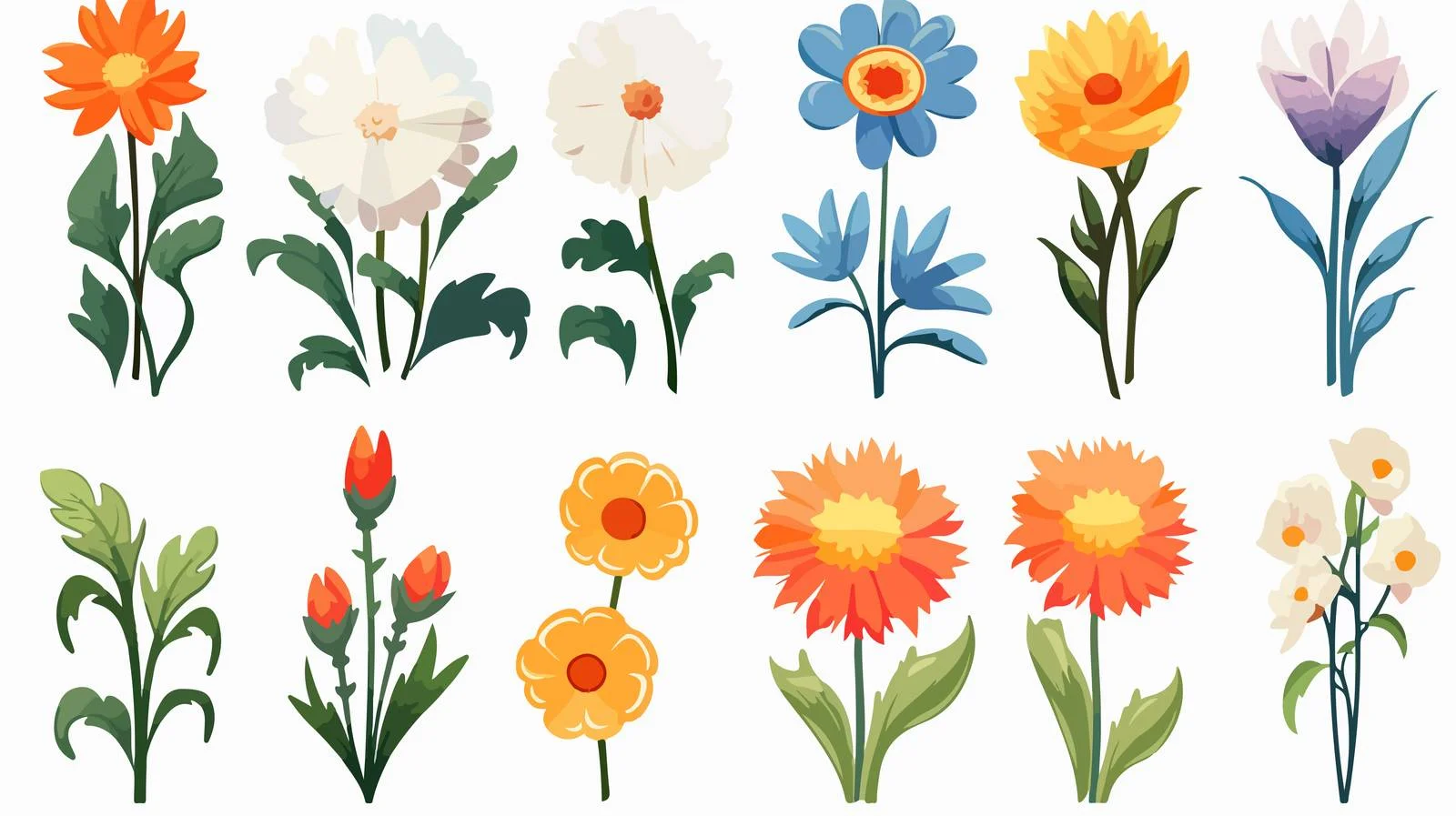 Cartoon Flowers Stock Illustration Vector — free download from Dotvec