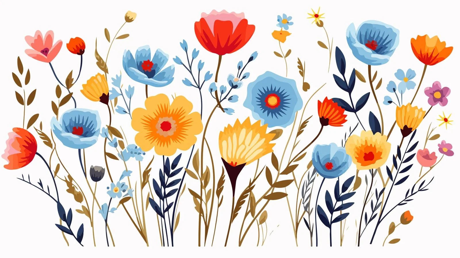Colorful Cartoon Flowers Illustration — free download from Dotvec