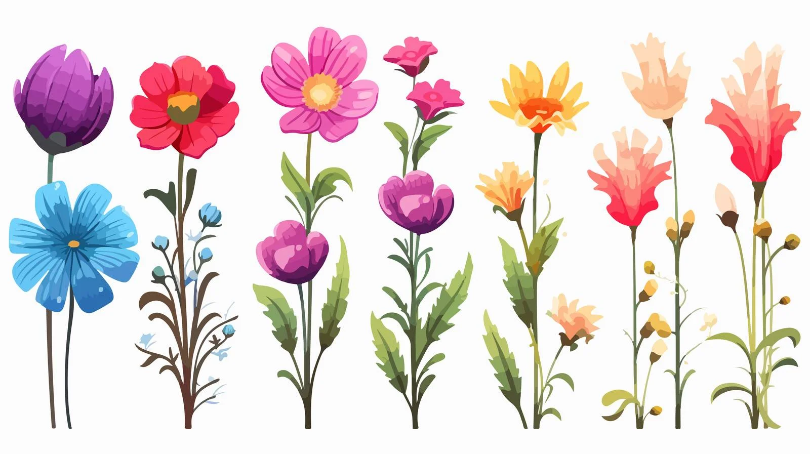 Cartoon Flowers Illustration — free download from Dotvec