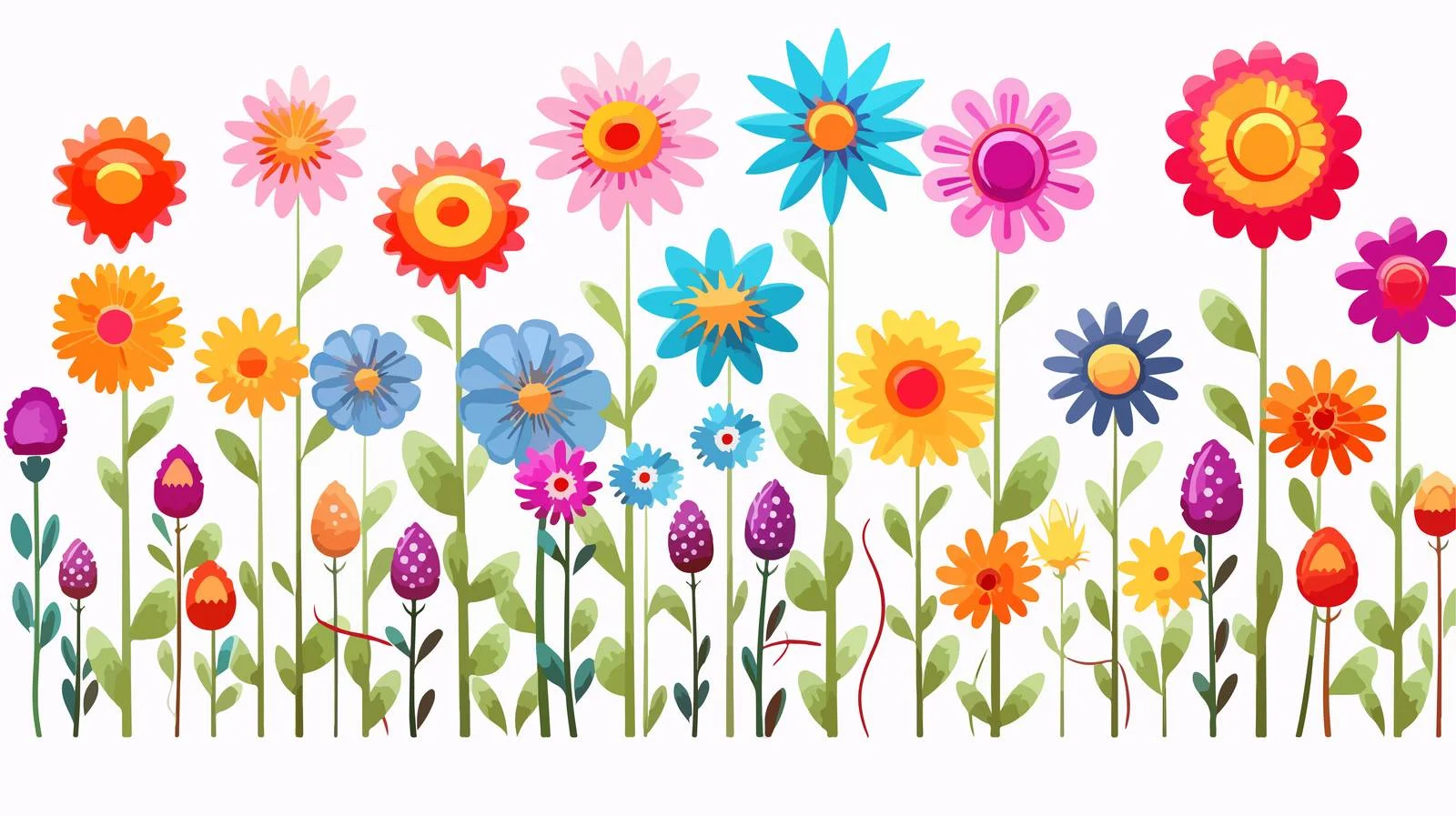 Colorful Cartoon Flowers Illustration — free download from Dotvec