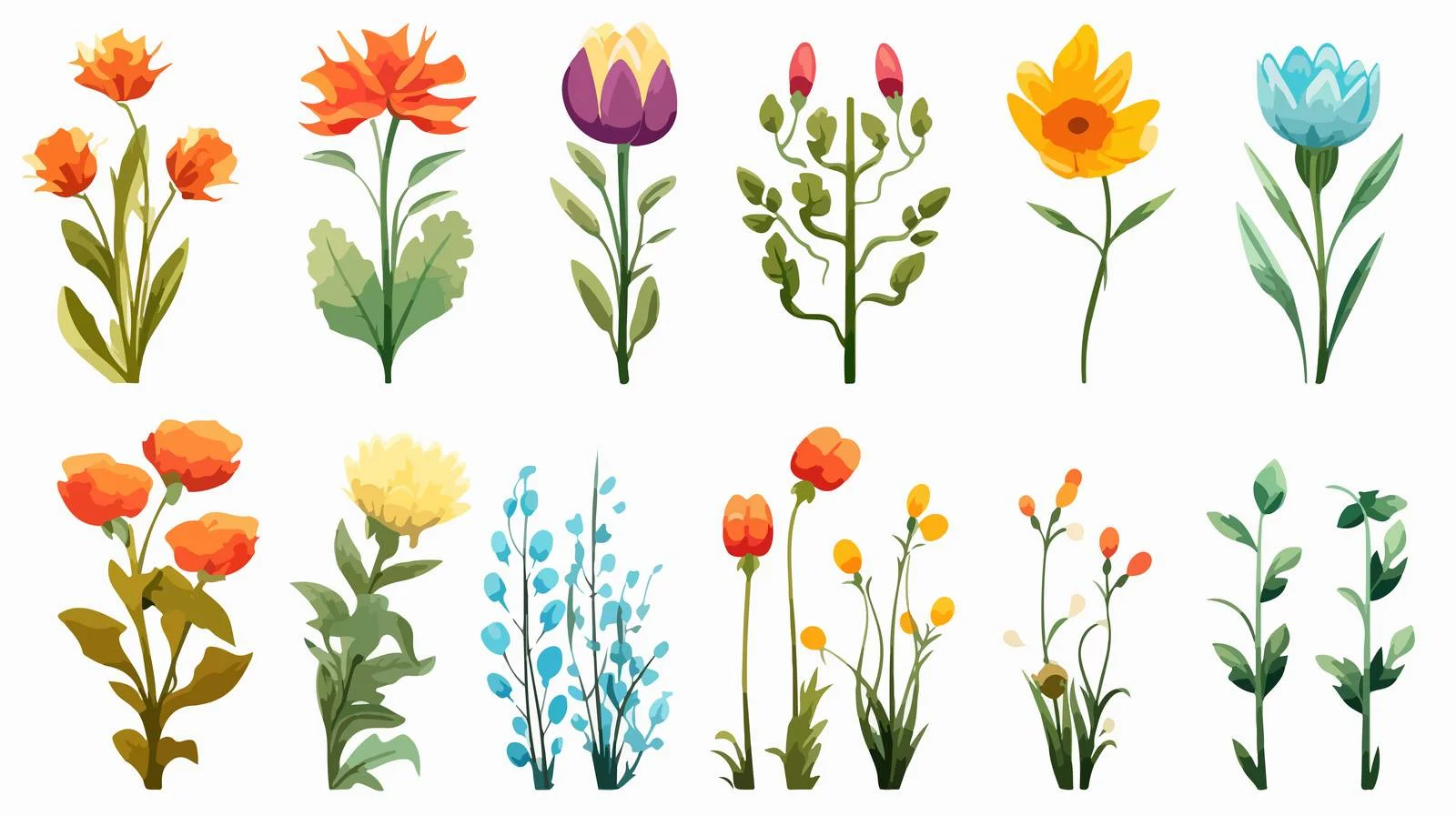 Colorful Cartoon Flowers Illustration — free download from Dotvec