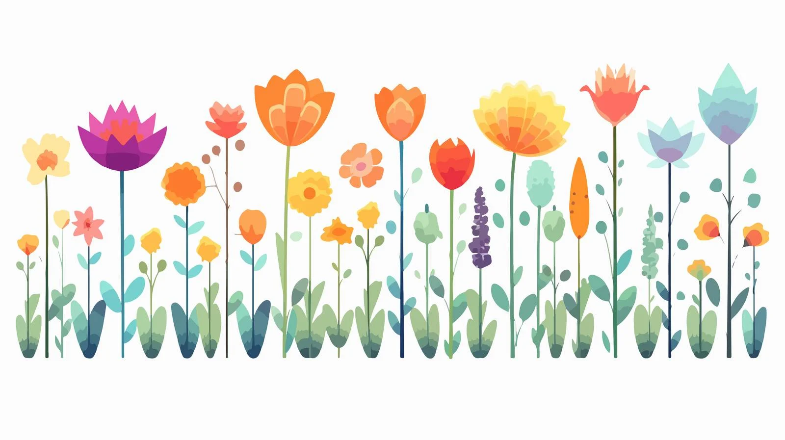Colorful Cartoon Flowers Illustration — free download from Dotvec