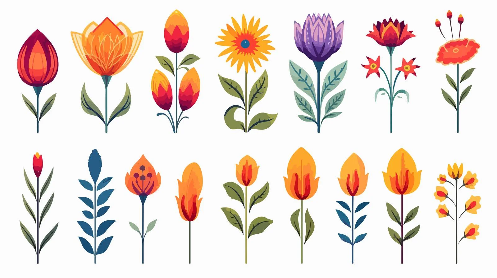 Cartoon Flowers Stock Illustration - Vector Art — free download from Dotvec
