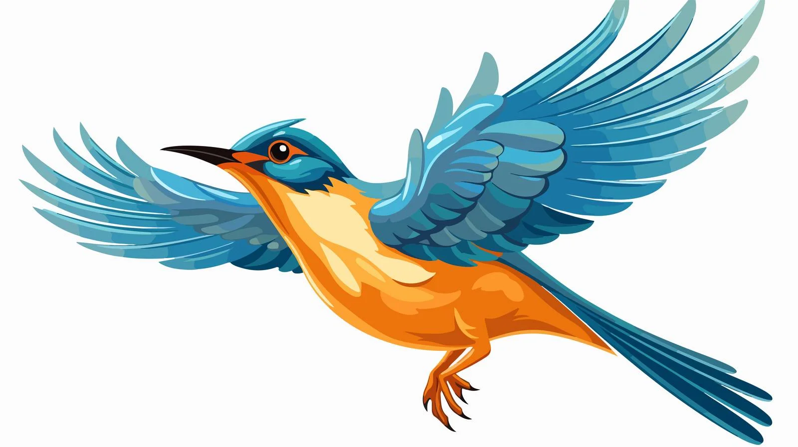 Whimsical Flying Bird Cartoon Illustration — free download from Dotvec