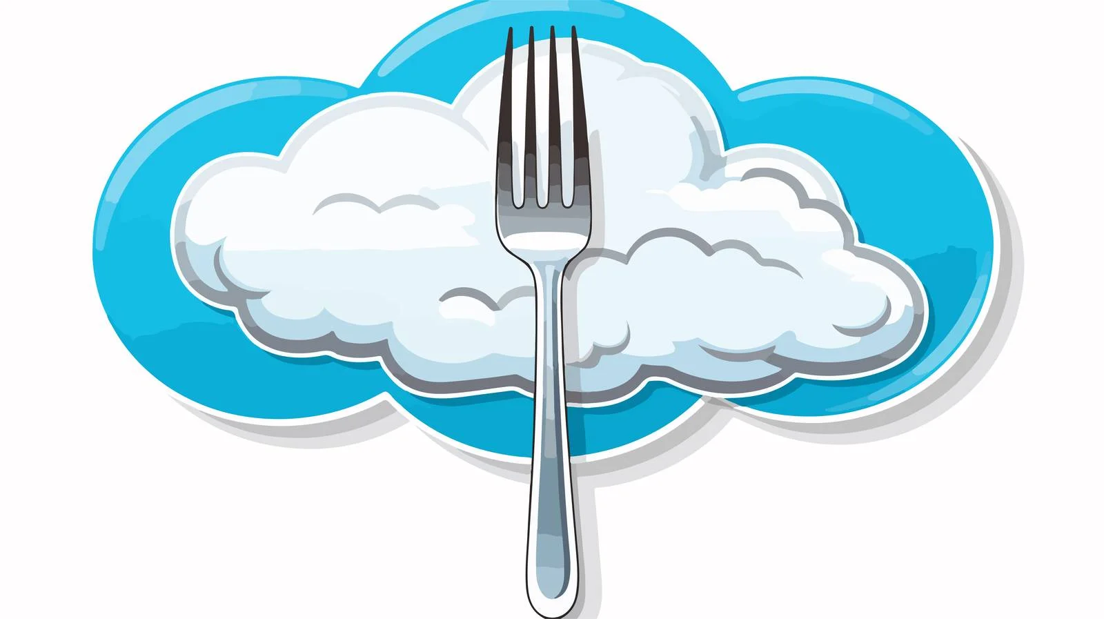 Cartoon Fork Thought Bubble Sticker Print — free download from Dotvec