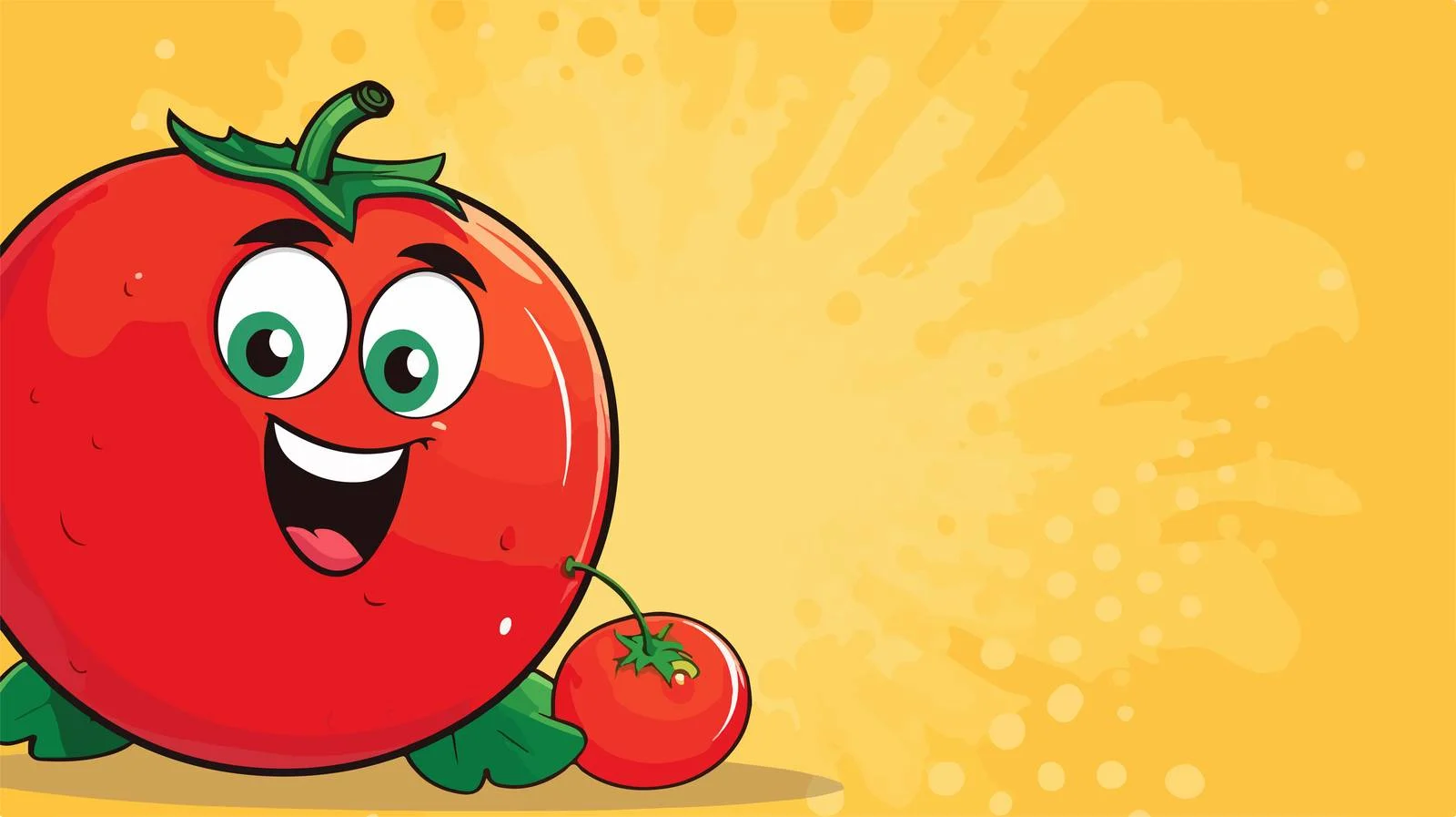 Cheerful Tomato with Speech Bubble Cartoon — free download from Dotvec