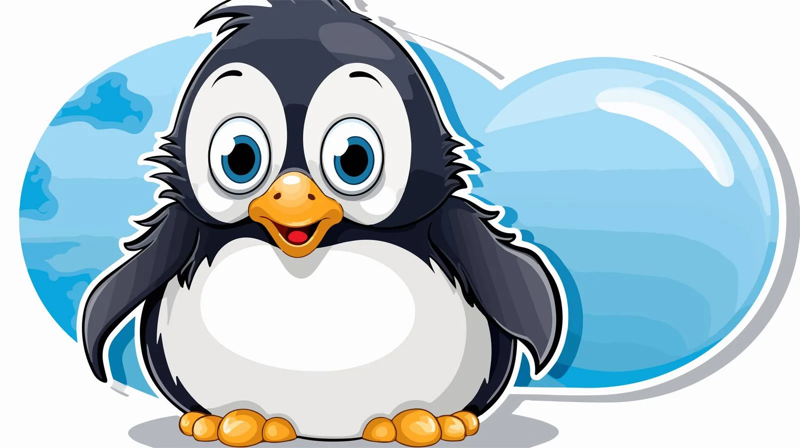 Frightened Penguin with Thought Bubble Cartoon — free download from Dotvec