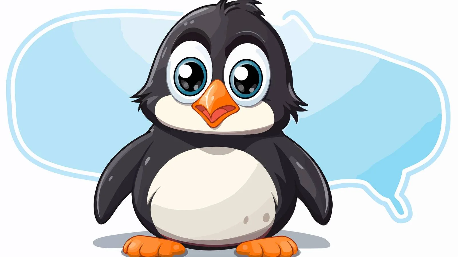 Frightened Penguin with Thought Bubble Cartoon — free download from Dotvec