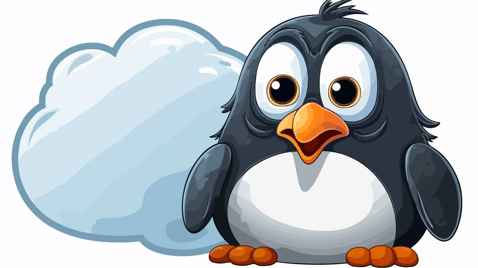 Frightened Penguin with Thought Bubble Cartoon — free download from Dotvec