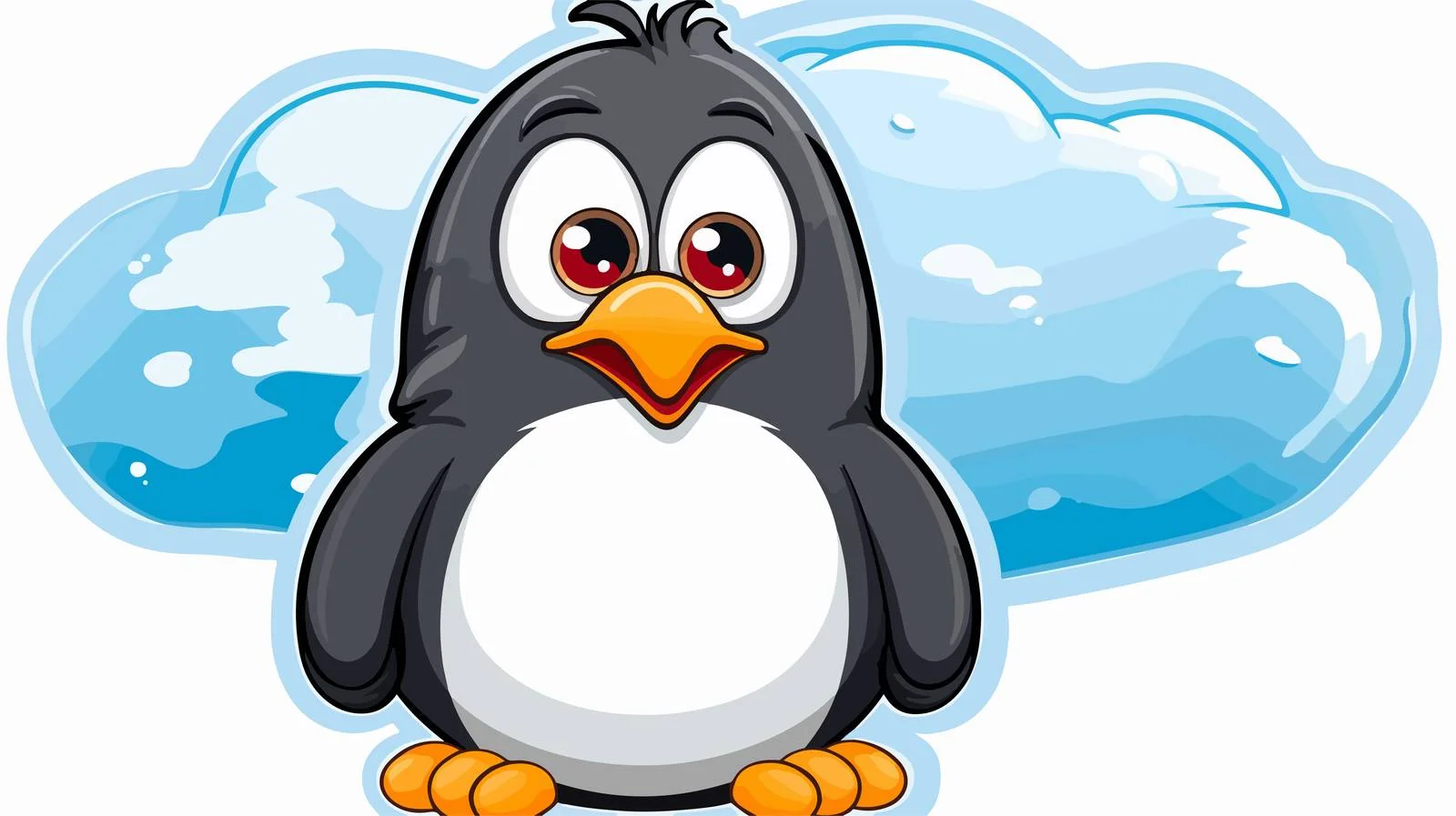 Frightened Penguin with Thought Bubble Cartoon — free download from Dotvec