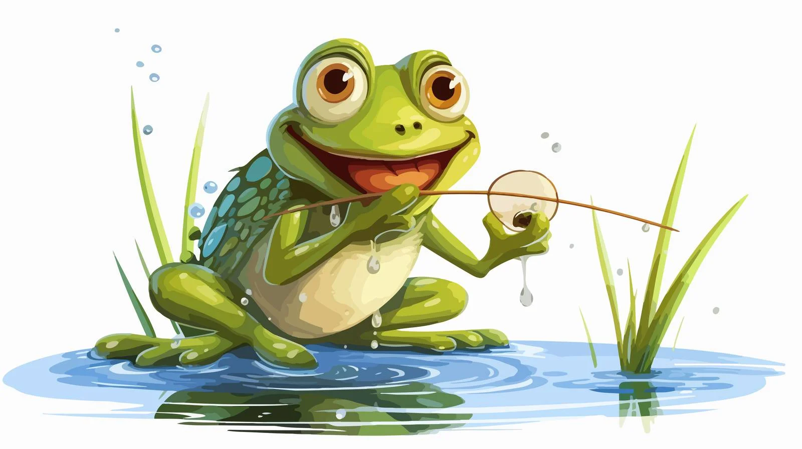 Adorable Frog Catching Fly Illustration — free download from Dotvec
