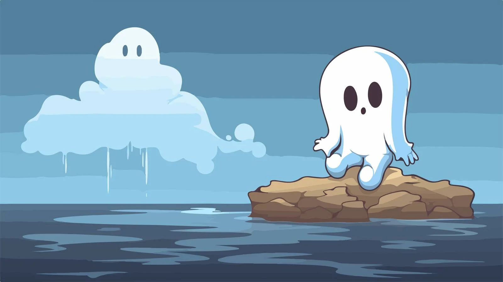 Spooky Ghost Thought Bubble Cartoon — free download from Dotvec