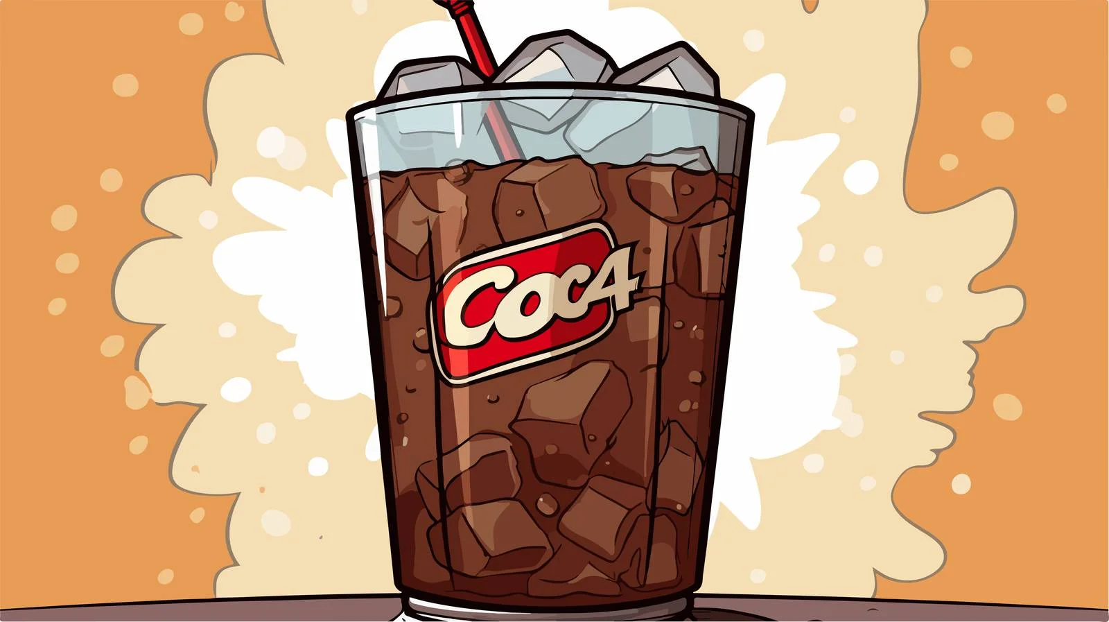 Cartoon Cola Glass with Ice — free download from Dotvec
