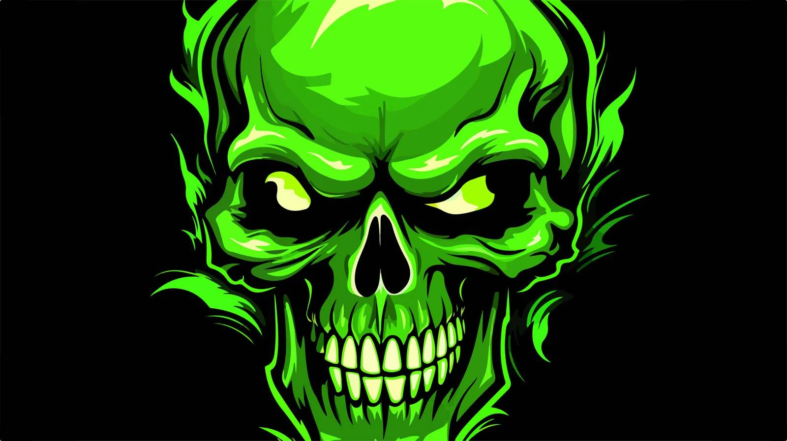 Glowing Green Skull Vector Illustration — free download from Dotvec