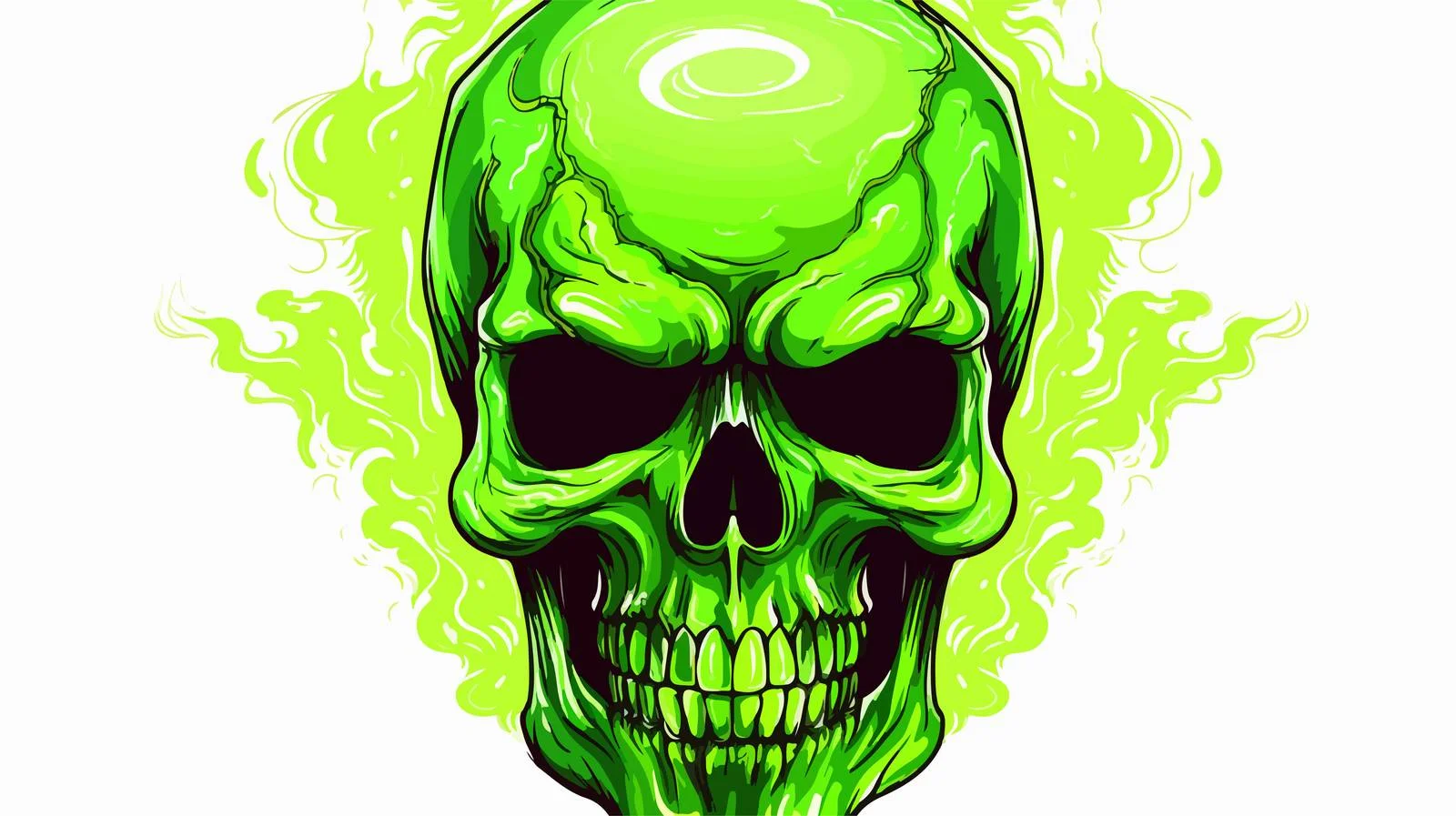 Glowing Green Skull Cartoon Vector Illustration — free download from Dotvec