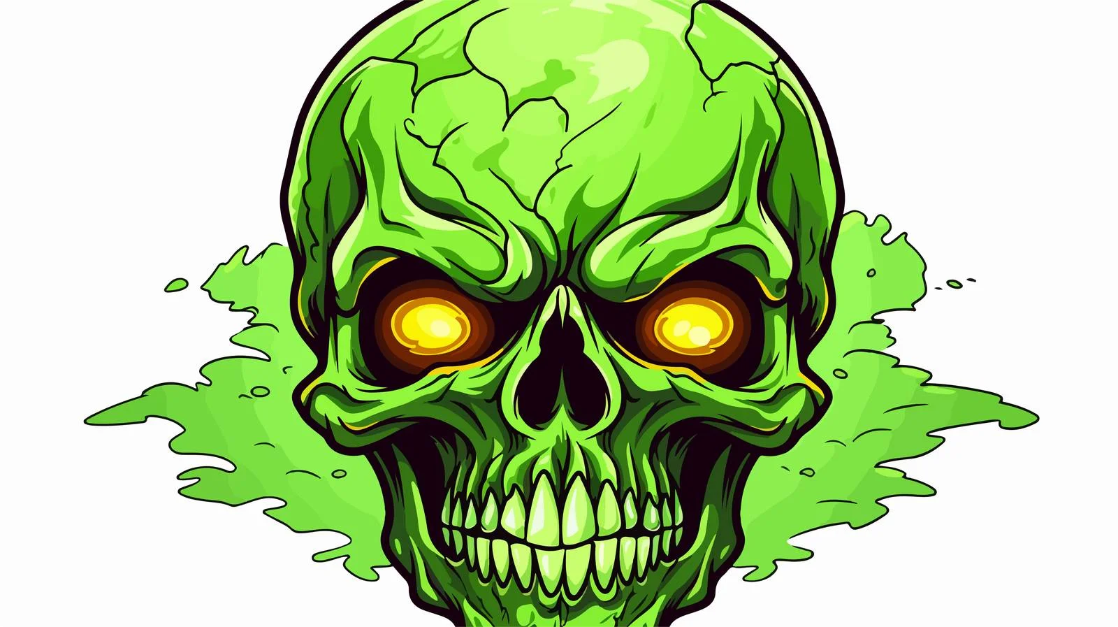 Glowing Green Skull Cartoon Vector Illustration — free download from Dotvec
