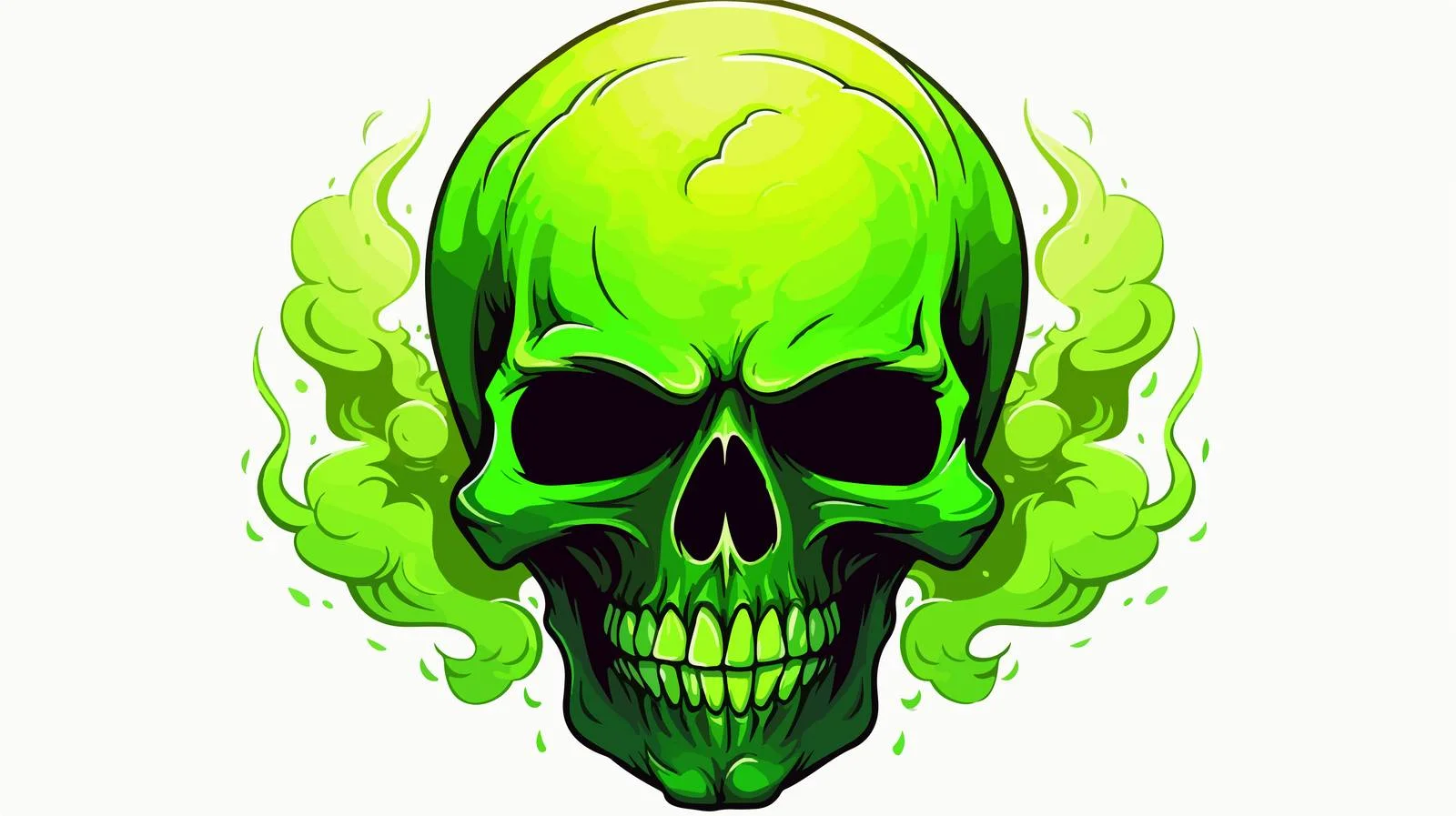 Cartoon Glowing Green Skull Vector Illustration — free download from Dotvec
