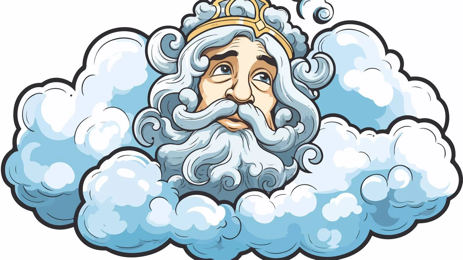 Cartoon God on Cloud Illustration — free download from Dotvec