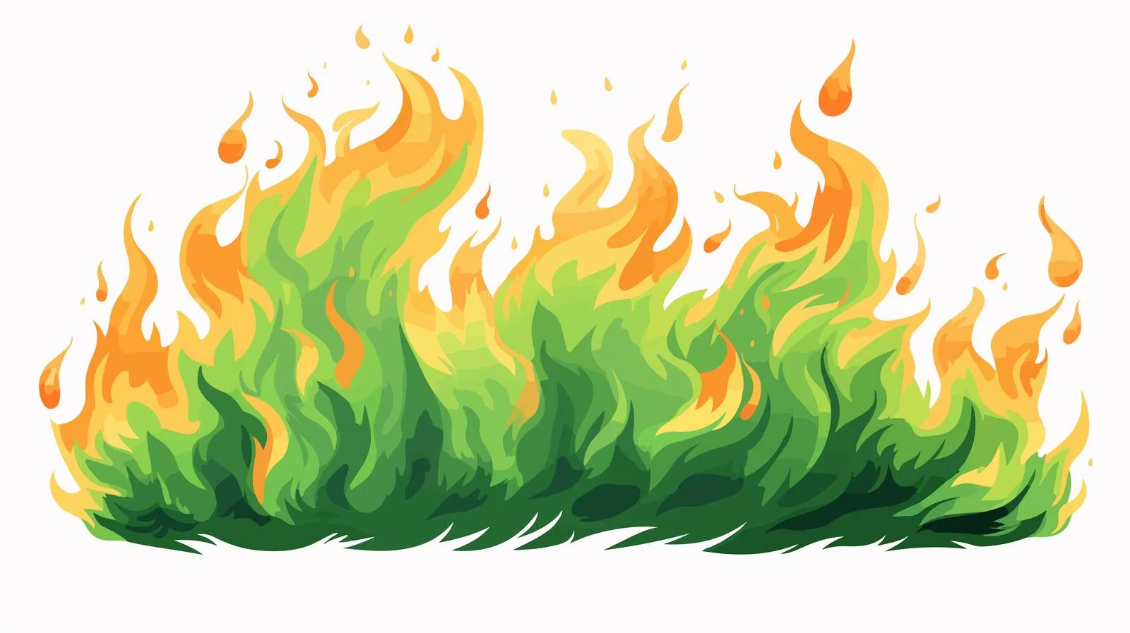 Colorful Cartoon Green Fire Illustration — free download from Dotvec