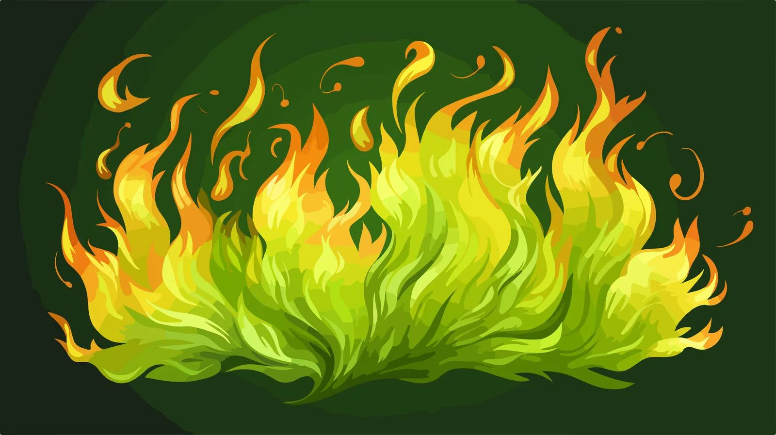 Vibrant Green Fire Cartoon Illustration — free download from Dotvec