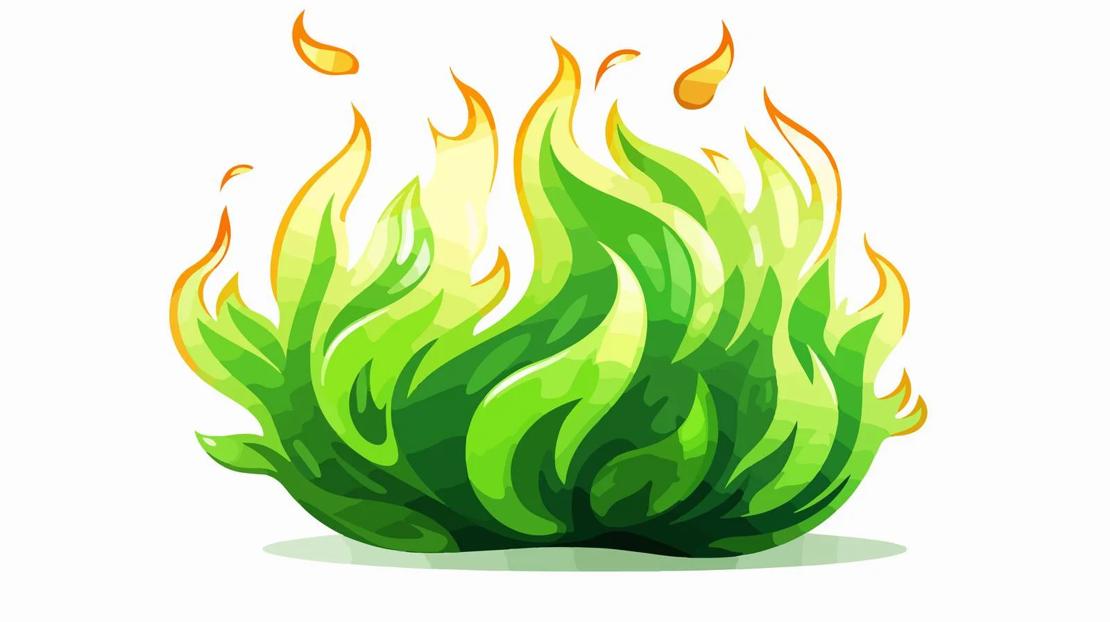 Green Fire Cartoon Vector Illustration — free download from Dotvec