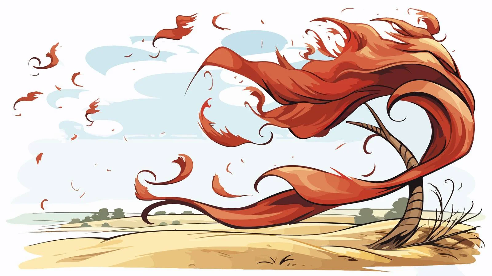 Whimsical Cartoon Gust of Wind — free download from Dotvec