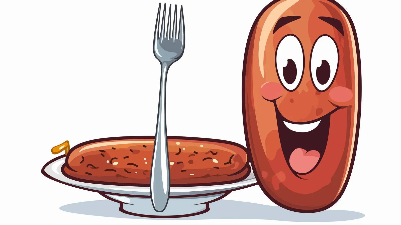 Joyful Sausage on Fork — free download from Dotvec