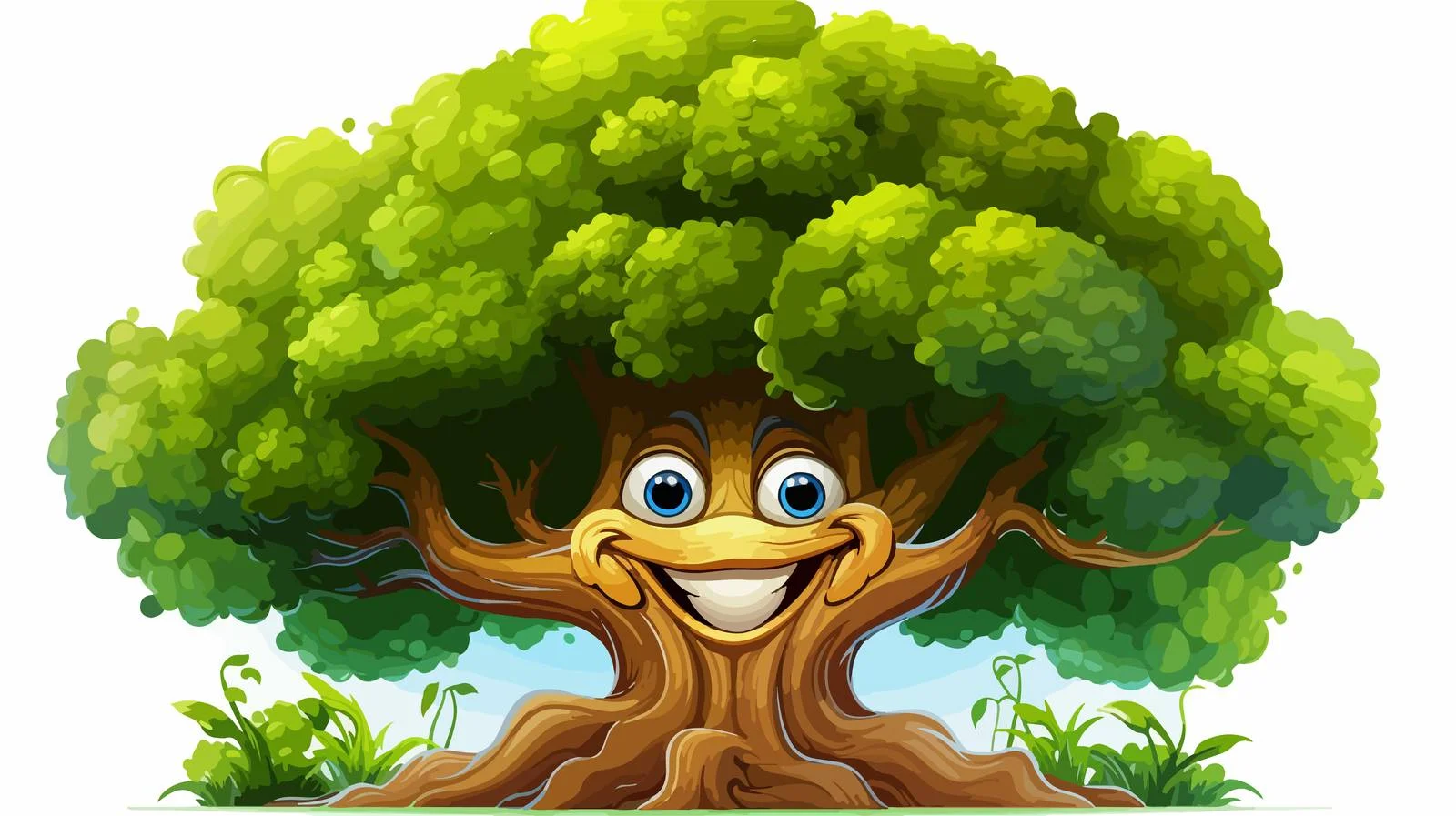 Cheerful Cartoon Tree Illustration — free download from Dotvec
