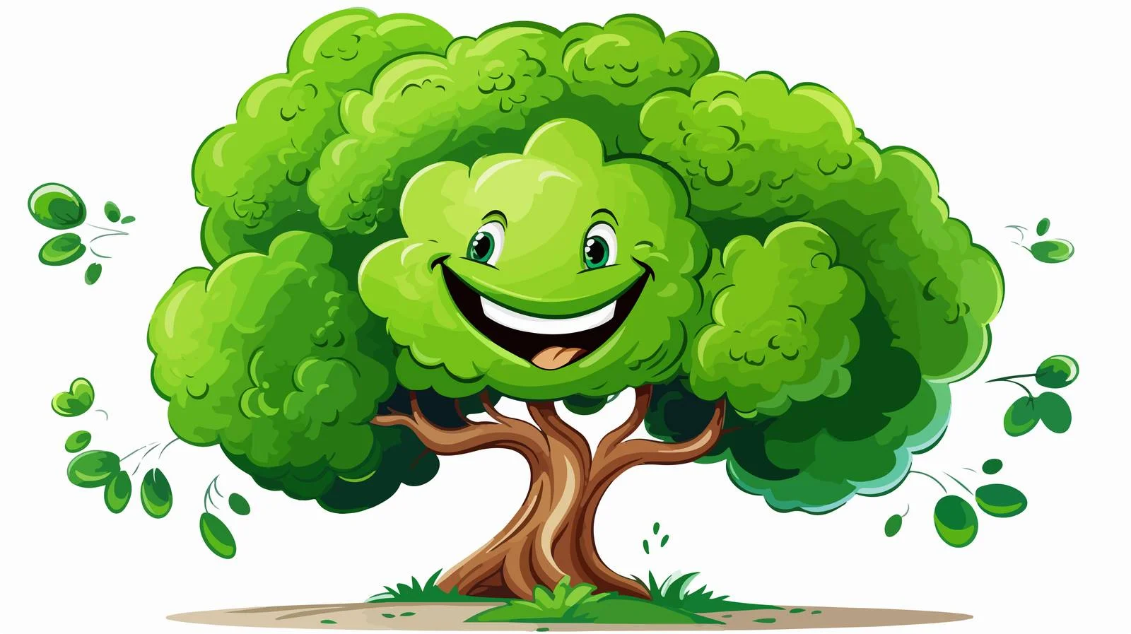 Cheerful Cartoon Tree Illustration — free download from Dotvec